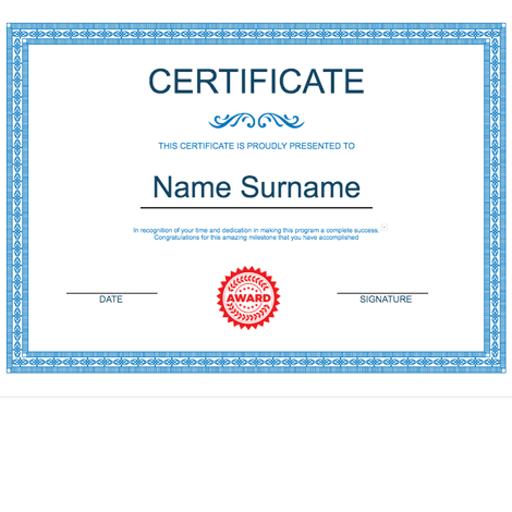 Blue Certificate