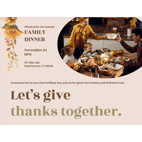 Let's Give Thanks Together Thanksgiving Dinner Invite