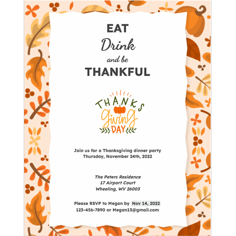 Thanksgiving Autumn Leaves Invite