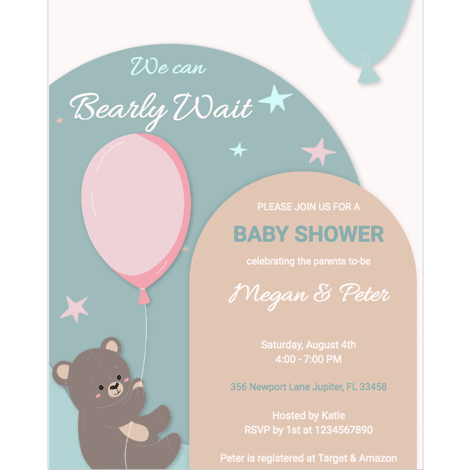Teddy Bear Baby Shower Invite