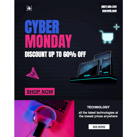 Cyber Monday Neon Futuristic Tech Marketing
