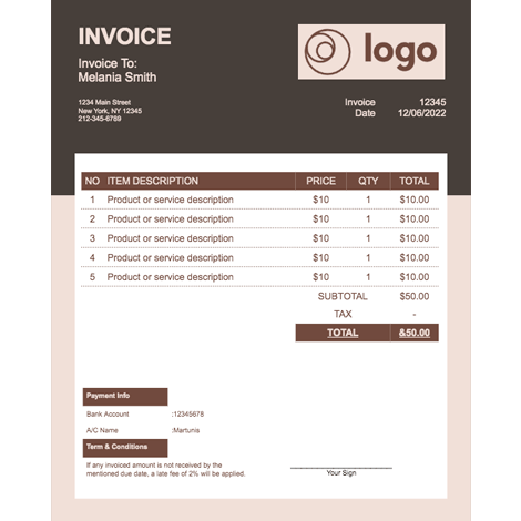 Green Brown Invoice