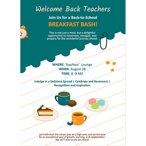 Welcome Back Teachers Breakfast Bash