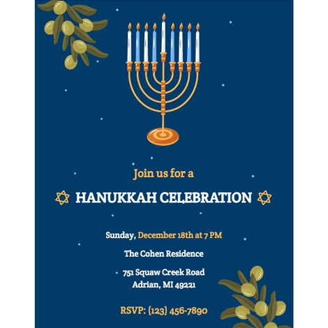 Hanukkah Family Celebration Invitation