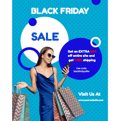 Black Friday Blue Polka Dot Sale