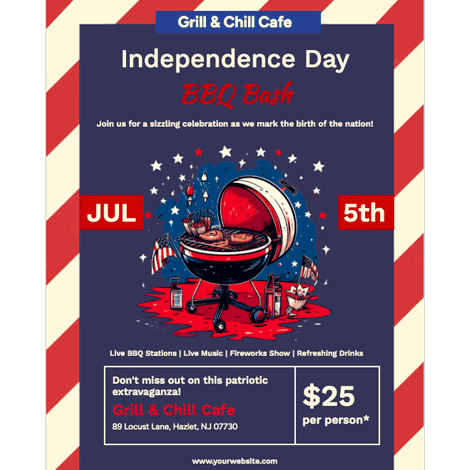 4th of July BBQ Hand Drawn Flyer