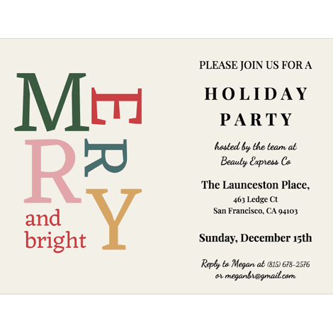 Christmas Merry & Bright Holiday Party Invite