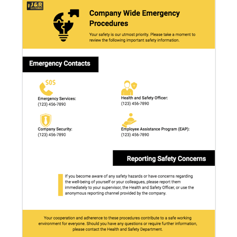 Emergency Company Procedures Notification