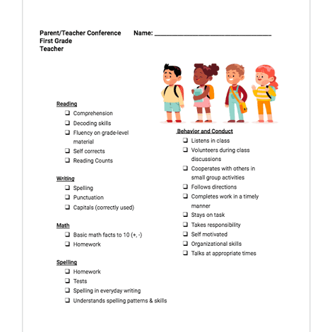 Parent Teacher Conference Checklist For Primary School