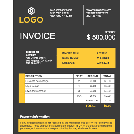 Black Yellow White Invoice