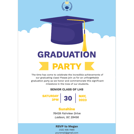 Graduation Cap Sky High Invite