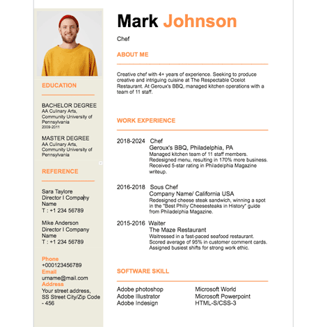 Bright Column Resume