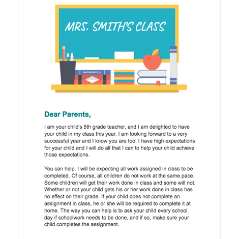 Back to School Letter