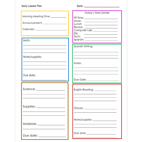 Basic Building Blocks Daily Lesson Plan