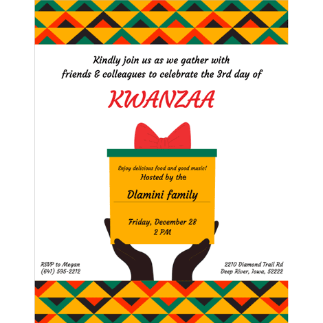 Kwanzaa Get Together Bold Illustration Invite