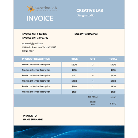 Design Studio invoice