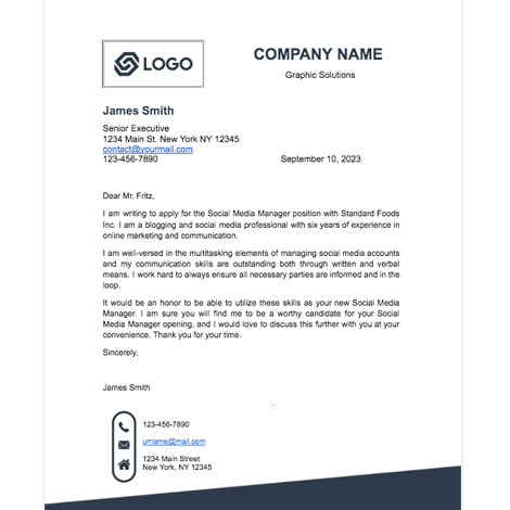 Cover Letter For Business With Logo