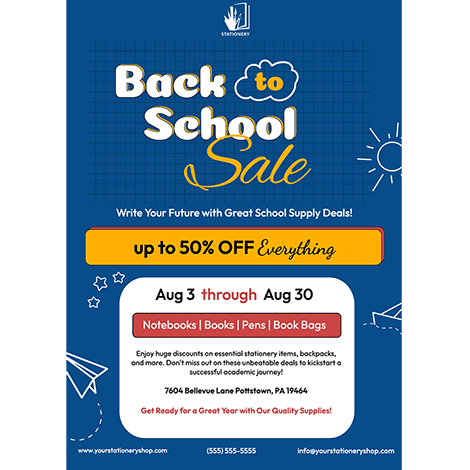 Blue Graph Back to School Sale