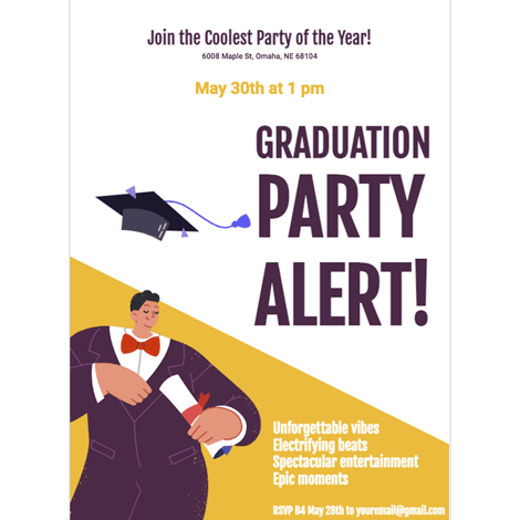 Illustrated Dancing Grad Party Invite