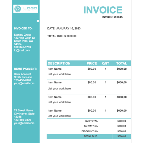 Light Blue Invoice