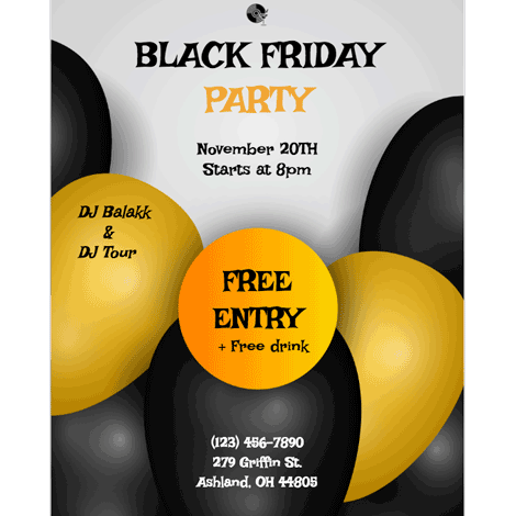 Black Friday Party Invite Balloons