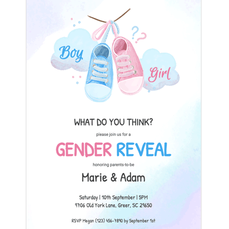 Baby Shoes Shower or Gender Reveal Invite