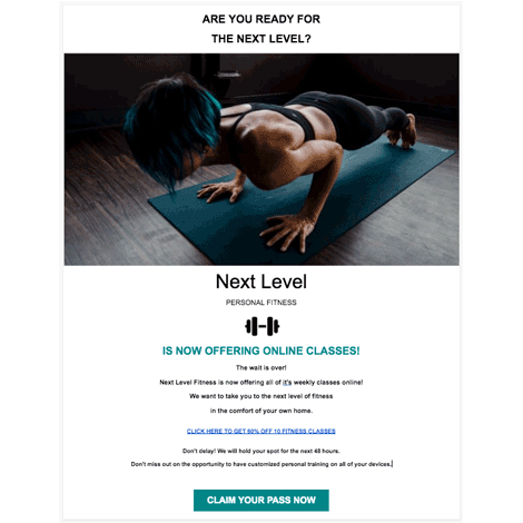 Online Fitness Class Invite