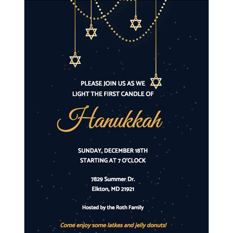 Hanukkah Simple Menorah Lighting Invite
