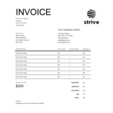 Basic White Invoice in Google Docs