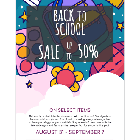 Back to School Sale Colorful Announcement