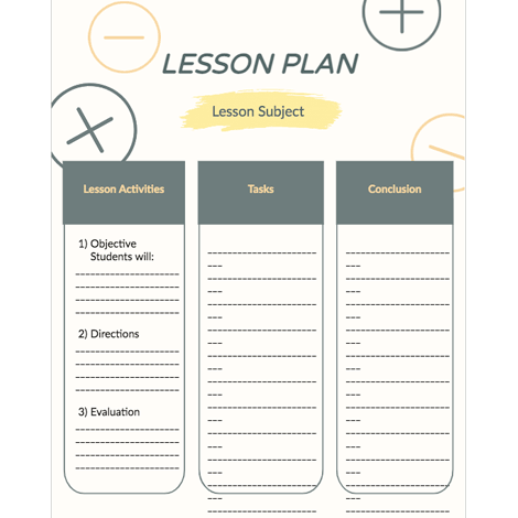 3 Column Lesson Plan