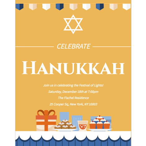 Hanukkah Get Together Bright Fun Invite