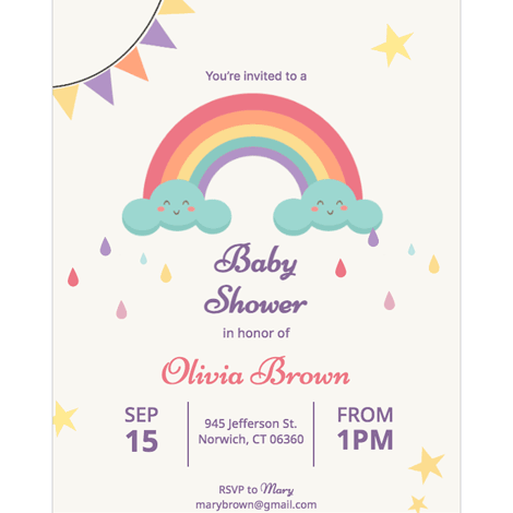 Rainbow Baby Shower Invite
