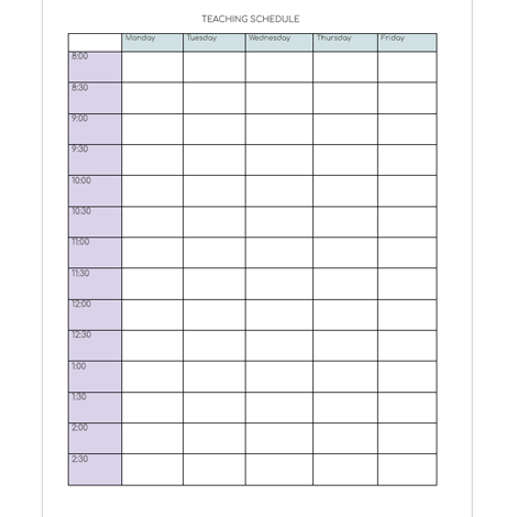 Teaching Schedule