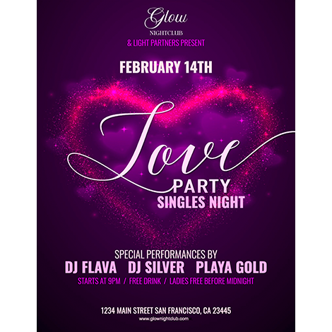 Valentine's Day Singles Night Club Event