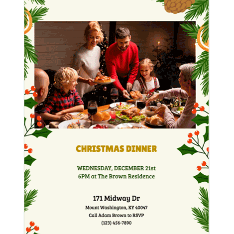 Christmas Dinner Invite Holiday Border