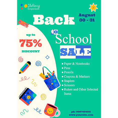 Back to School Kids Supplies Sale