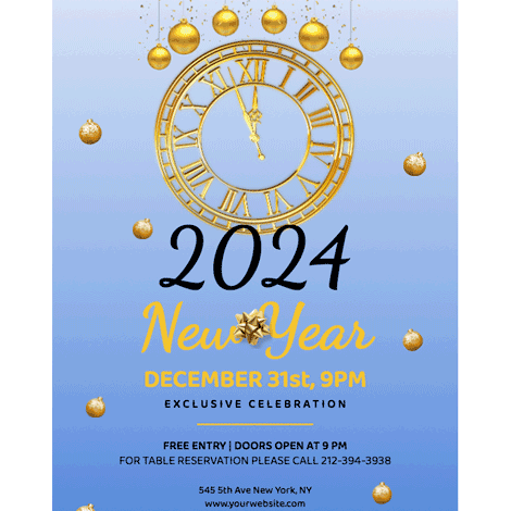 New Year Countdown Clock Golden Invite