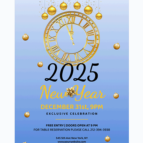 New Year Countdown Clock Golden Invite