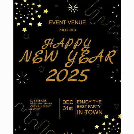 New Year Event Invite Basic Firework Illustration