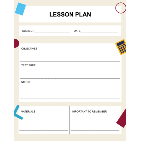 5-Section Lesson Plan On Beige