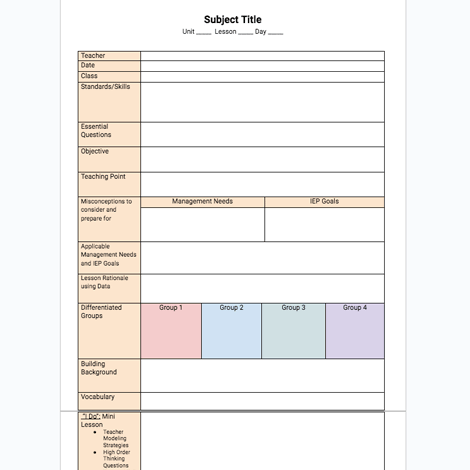 Special Needs Education Lesson Plan