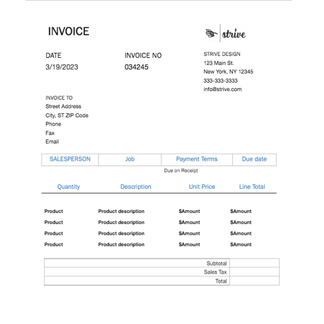 Simple Service Invoice