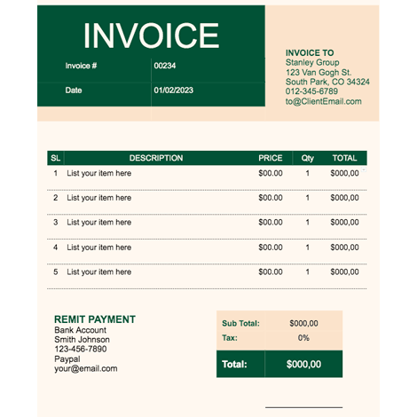Deep Green Invoice