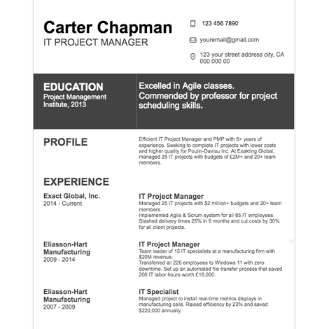 Solid Black & White Resume