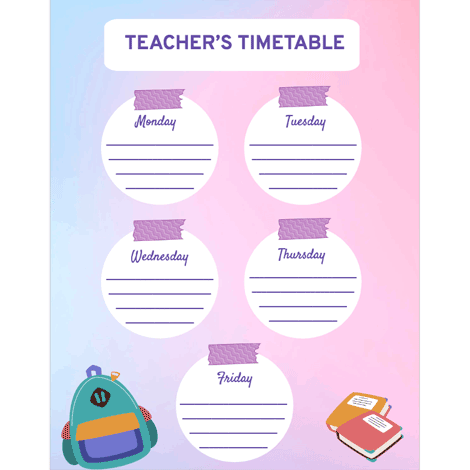 Weekly Teacher's Timetable Gradient Page