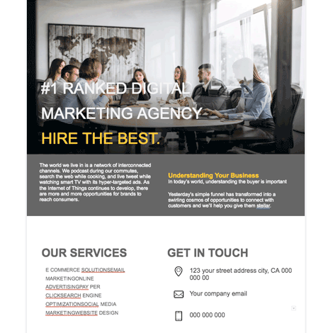 One Page Business Intro in Gray
