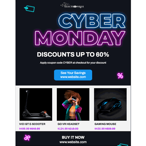 Cyber Monday Futuristic Neon Marketing