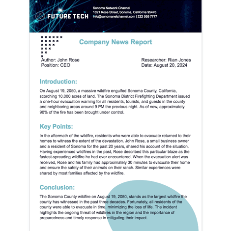 Company News Tech Report