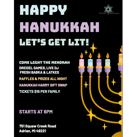 Hanukkah Party Festivities Colorful Fun Invite